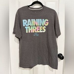 Nike Short Sleeve 'Raining Threes' Graphic Tee - Gray with Pastel Print
